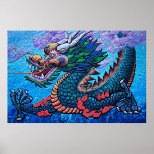Aziatische Chinese Colorful Dragon afdrukken Poster