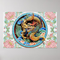 Aziatische Chinese Colorful Dragon Cool Paint