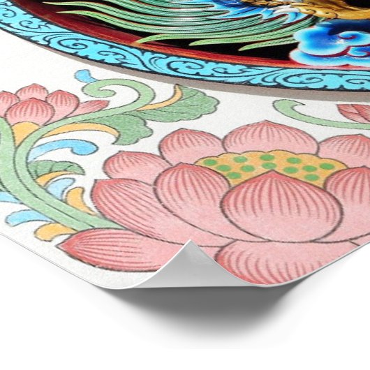 Aziatische Chinese Colorful Dragon Cool Paint Poster (Hoek)