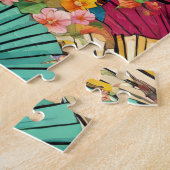 Aziatische Chinese fans bloesems puzzel (Zijkant)