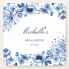 Aziatische Chinoiserie Lichtblauw Bloemen Bridgert Kartonnen Onderzetters