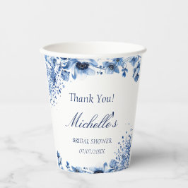 Aziatische Chinoiserie Lichtblauw Bloemen Bridgert Papieren Bekers