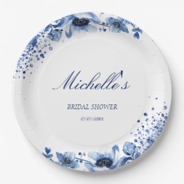 Aziatische Chinoiserie Lichtblauw Bloemen Bridgert Papieren Bordje