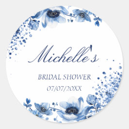 Aziatische Chinoiserie Lichtblauw Bloemen Bridgert Ronde Sticker
