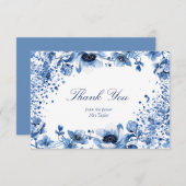 Aziatische Chinoiserie Lichtblauw Bloemen Dank u Kaart (Voorkant / Achterkant)
