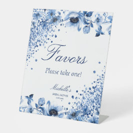 Aziatische Chinoiserie Lichtblauw Bloemen gunsten Reclamebord Met Voetstuk