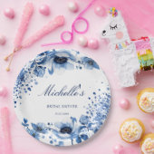 Aziatische Chinoiserie Lichtblauwe Bloem Bridgerto Papieren Bordje (Feest)