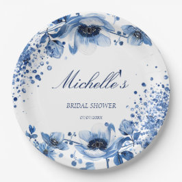 Aziatische Chinoiserie Lichtblauwe Bloem Bridgerto Papieren Bordje