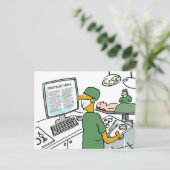 Aziatische chirurg controleert instructies. grappi briefkaart (Staand voorkant)