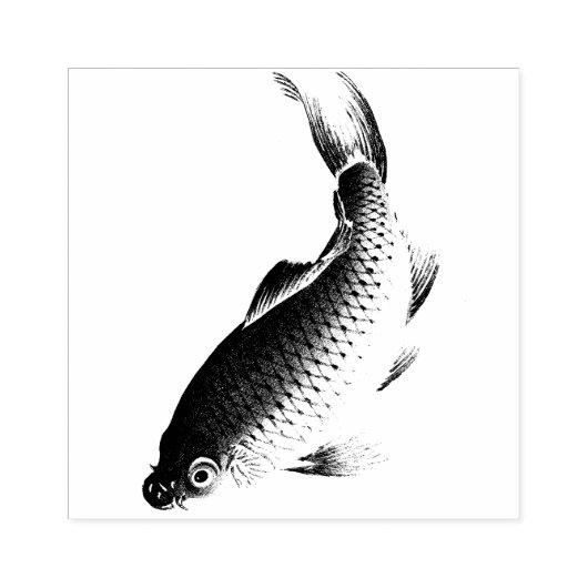 Aziatische Coi Vis Wildlife Dier Hout Stempel (Afrduk)