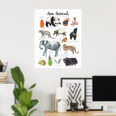 Aziatische Dieren | Onderwijs Leren Klaslokaal Poster (Thuiskantoor)