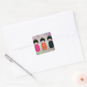 Aziatische dollars vierkante sticker (Envelop)