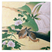 Aziatische Dove Birds Flowers Waterfall Tile Tegeltje (Voorkant)