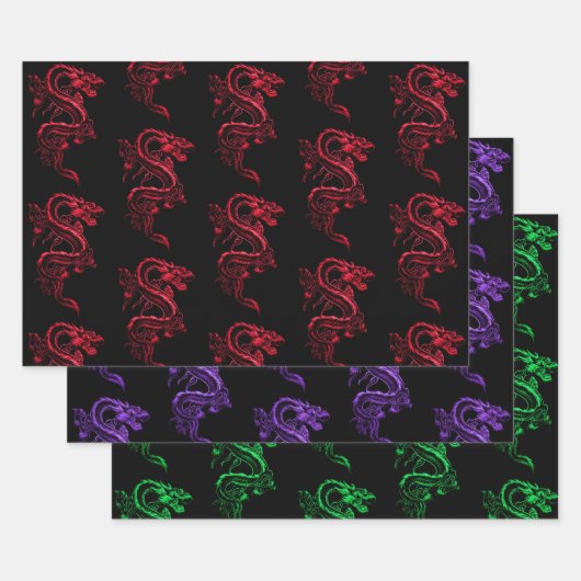 Aziatische draak Collectie 2 Inpakpapier Vel (Set)