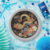 Aziatische Draak en Pioen Bloemen Papieren Bordje (Feest)