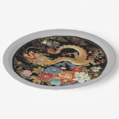 Aziatische Draak en Pioen Bloemen Papieren Bordje (Gekanteld)