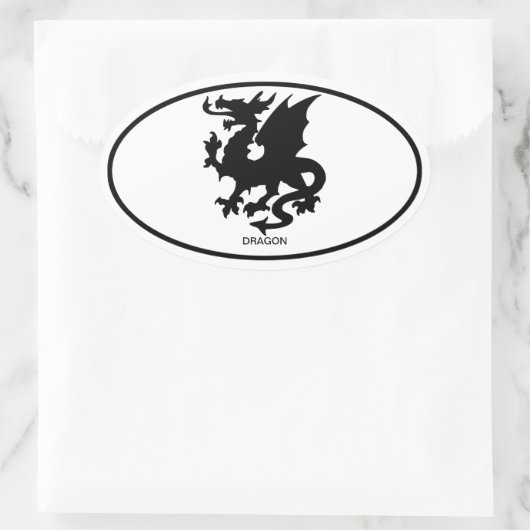 Aziatische draak ovale sticker (Tas)