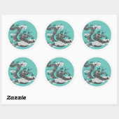 Aziatische draak ronde sticker (Vel)