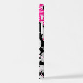 Aziatische Draak - Roze op Zwarte Bloemen iPhone Hoesje (Linkerkant)