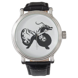 Aziatische Draak Silhouet Horloge