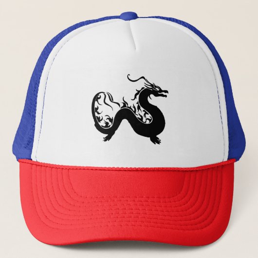 Aziatische Draak Silhouet Trucker Pet (Voorkant)