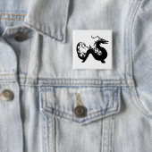 Aziatische Draak Silhouet Vierkante Button 5,1 Cm (In situ)