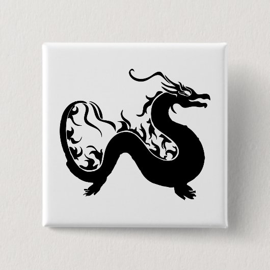 Aziatische Draak Silhouet Vierkante Button 5,1 Cm (Voorkant)