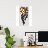 Aziatische draak tegen tijger. Grafisch ART Poster (Thuiskantoor)