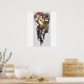 Aziatische draak tegen tijger. Grafisch ART Poster (Keuken)
