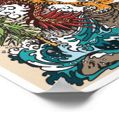 Aziatische draak tegen tijger. Grafisch ART Poster (Hoek)