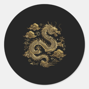 Aziatische Dragon Clouds Chinees Japans Mannen W Ronde Sticker