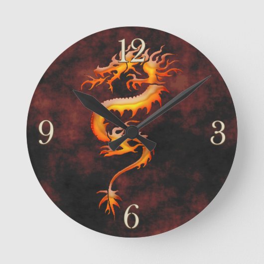 Aziatische dragon Fantasy Art Clock Ronde Klok (Voorkant)