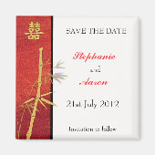 Aziatische dubbelgeluksbamboe Red bewaart de datum Magneet (Voorkant)