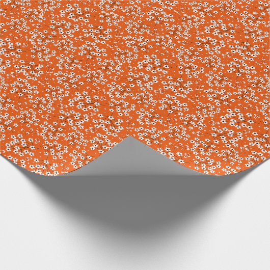 Aziatische Elegantie: Rode Bloemen Naadloze Print Cadeaupapier (Hoek)