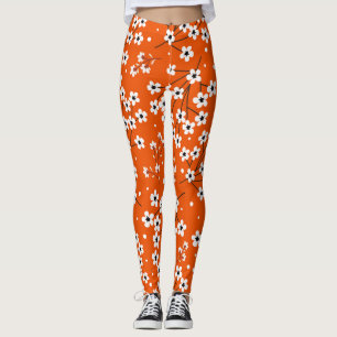 Aziatische Elegantie: Rode Bloemen Naadloze Print Leggings