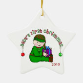 Aziatische Elf Baby 1e Kerstmis Ornament (Achterkant)