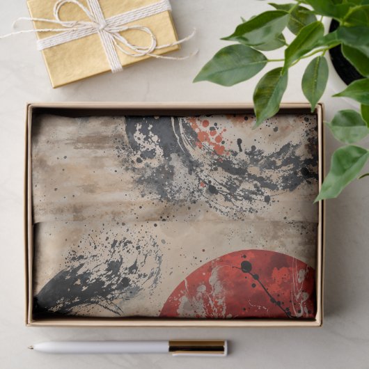  Aziatische felle tijger met rode zon Tissuepapier (Geschenk)