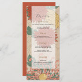 Aziatische  Floral Beige en Rode bruiloft Menu (Voorkant / Achterkant)
