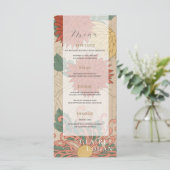 Aziatische  Floral Beige en Rode bruiloft Menu (Staand voorkant)