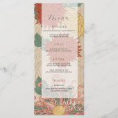Aziatische  Floral Beige en Rode bruiloft Menu (Voorkant)