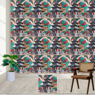 Aziatische geïnspireerde bloemenkunst Chinoiserie  Tegeltje