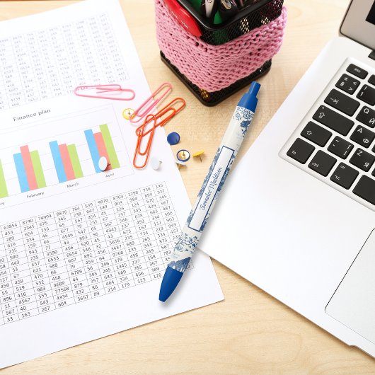 Aziatische geïnspireerde donkerblauwe witte Chinoi Blauwe Inkt Pen