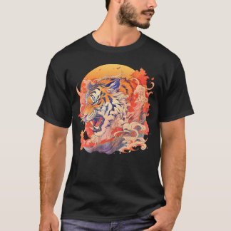 Aziatische geïnspireerde jaren '80 Japanse tijger T-shirt