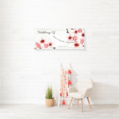 Aziatische geïnspireerde Waterverf Cherry Blossom  Spandoek (Insitu)