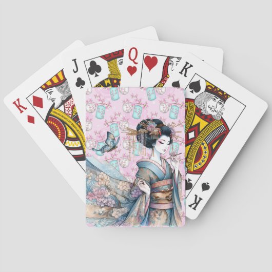 Aziatische Geisha Dancer Pokerkaarten (Achterkant)