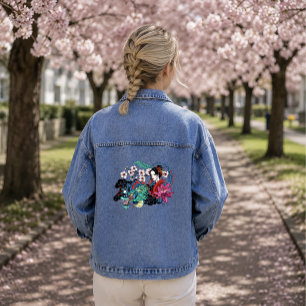 Aziatische Geisha Draak Kersenbloesems Blauw Denim Jacket