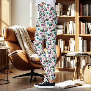 Aziatische Geisha Draak Kersenbloesems Blauw Leggings