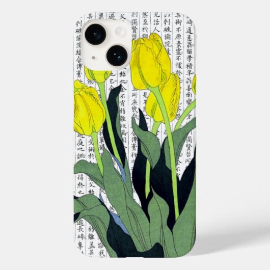 Aziatische gele tulpen op Kanji achtergrond Case-Mate iPhone Case (Achterkant)