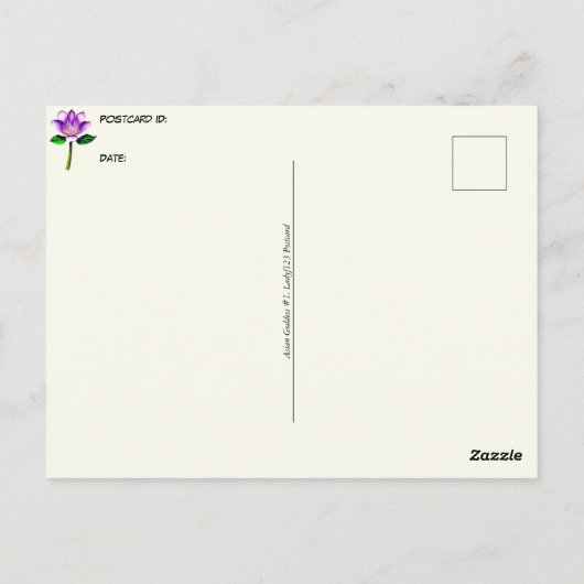 Aziatische Godin, Postkruising Briefkaart (Achterkant)