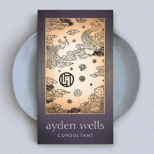  Aziatische goudpels en Lotus Art Wood Kijk uit Visitekaartje